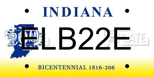 ELB22E Indiana License Plate