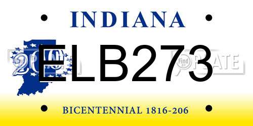 ELB273 Indiana License Plate