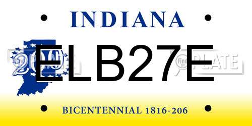 ELB27E Indiana License Plate
