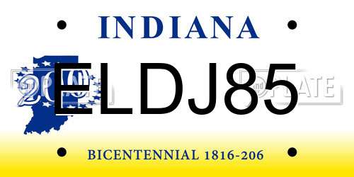 ELDJ85 Indiana License Plate