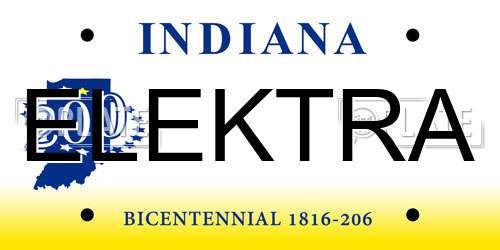 ELEKTRA Indiana License Plate