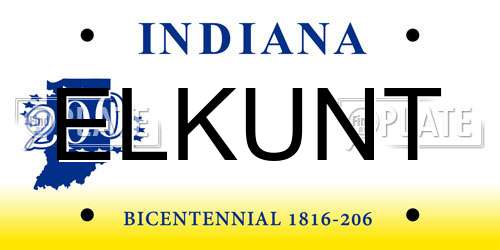 ELKUNT Indiana License Plate