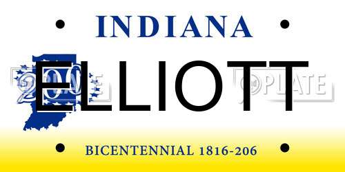 ELLIOTT Indiana License Plate