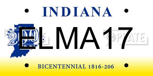 ELMA17 Indiana License Plate