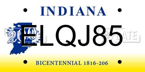 ELQJ85 Indiana License Plate