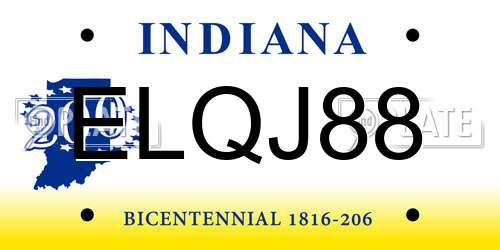 ELQJ88 Indiana License Plate