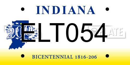 ELT054 Indiana License Plate