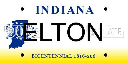 ELTON Indiana License Plate
