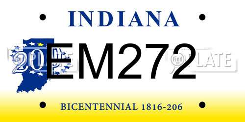 EM272 Indiana License Plate