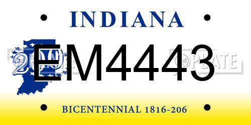 EM4443 Indiana License Plate