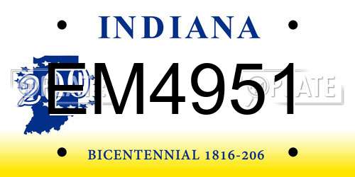 EM4951 Indiana License Plate
