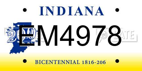 EM4978 Indiana License Plate
