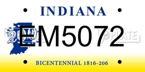 EM5072 Indiana License Plate