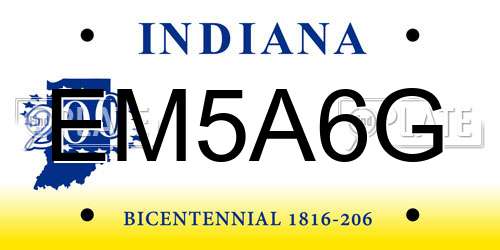 EM5A6G Indiana License Plate
