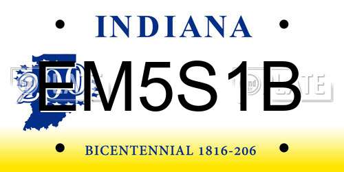 EM5S1B Indiana License Plate