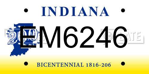 EM6246 Indiana License Plate
