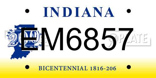 EM6857 Indiana License Plate