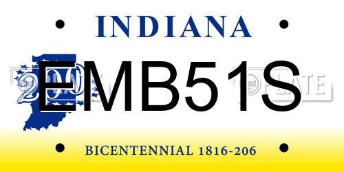 EMB51S Indiana License Plate