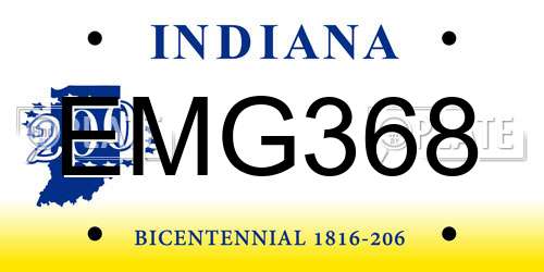 EMG368 Indiana License Plate