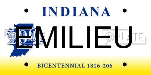 EMILIEU Indiana License Plate