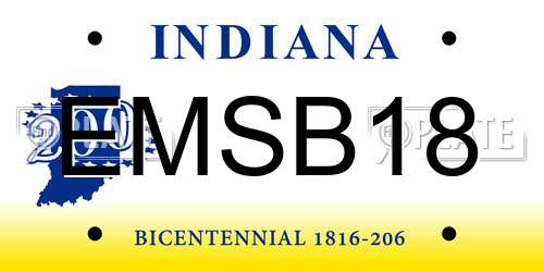 EMSB18 Indiana License Plate