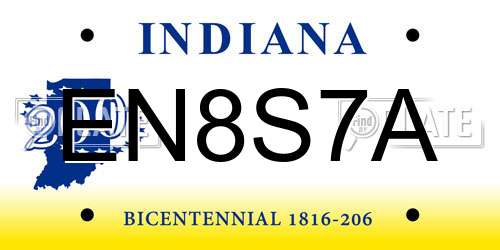 EN8S7A Indiana License Plate