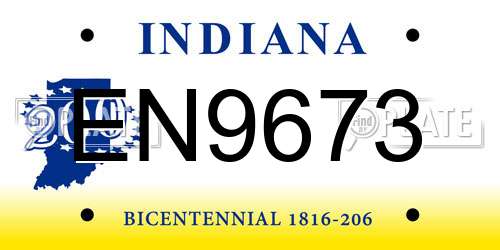 EN9673 Indiana License Plate