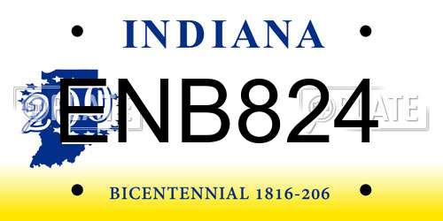 ENB824 Indiana License Plate
