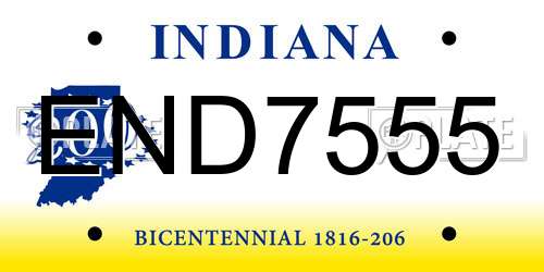END7555 Indiana License Plate
