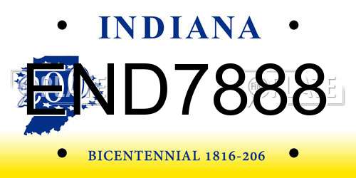 END7888 Indiana License Plate