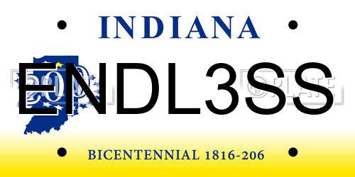 ENDL3SS Indiana License Plate