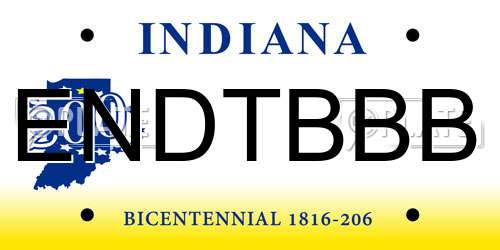 ENDTBBB Indiana License Plate