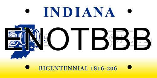ENOTBBB Indiana License Plate