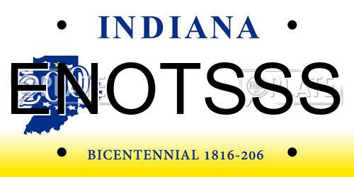 ENOTSSS Indiana License Plate