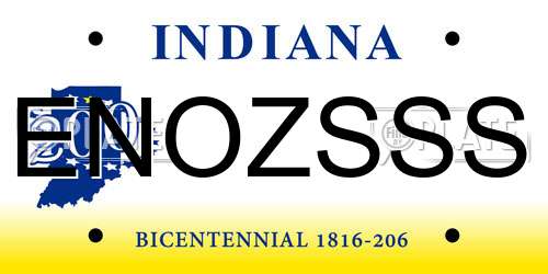 ENOZSSS Indiana License Plate