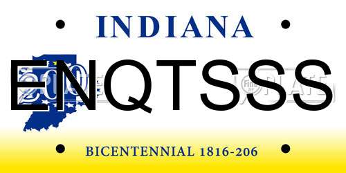 ENQTSSS Indiana License Plate
