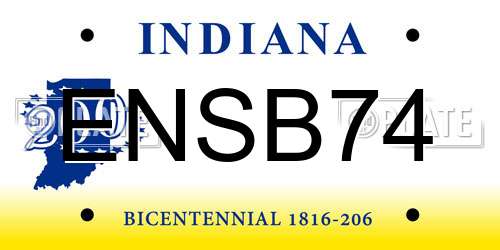 ENSB74 Indiana License Plate