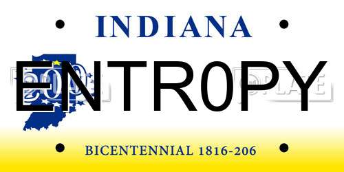 ENTR0PY Indiana License Plate
