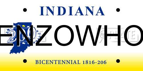 ENZOWHO Indiana License Plate