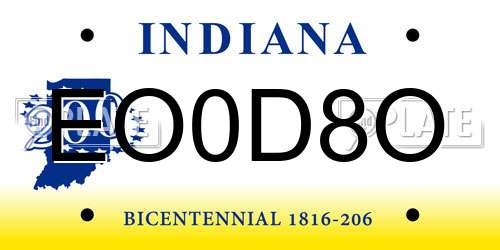 EO0D8O Indiana License Plate