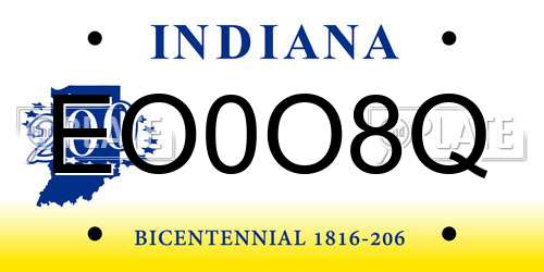EO0O8Q Indiana License Plate