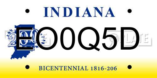 EO0Q5D Indiana License Plate