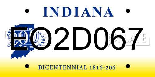 EO2D067 Indiana License Plate