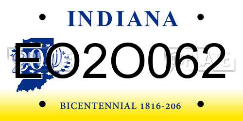 EO2O062 Indiana License Plate