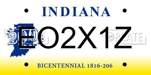 EO2X1Z Indiana License Plate