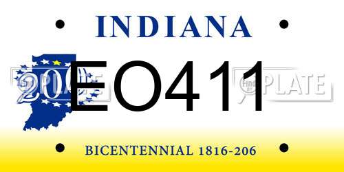 EO411 Indiana License Plate