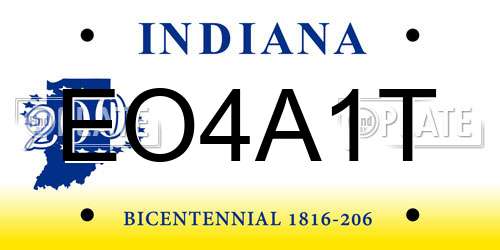EO4A1T Indiana License Plate
