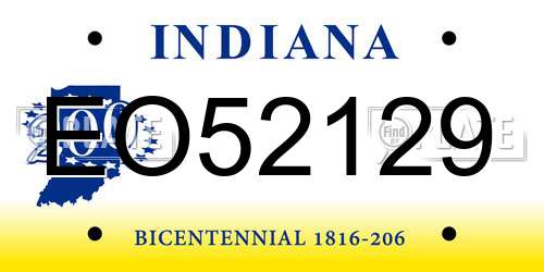 EO52129 Indiana License Plate