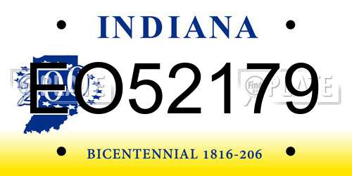 EO52179 Indiana License Plate