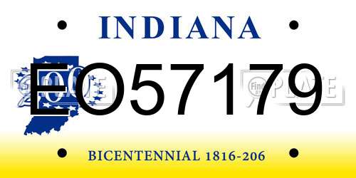 EO57179 Indiana License Plate